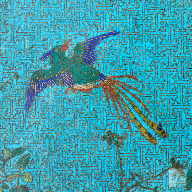 清乾隆至嘉慶 掐絲琺琅花間綬帶圖大圓屏  CHINA, QING DYNASTY, QIANLONG-JIAQING PERIOD (1736-1820) - 图3